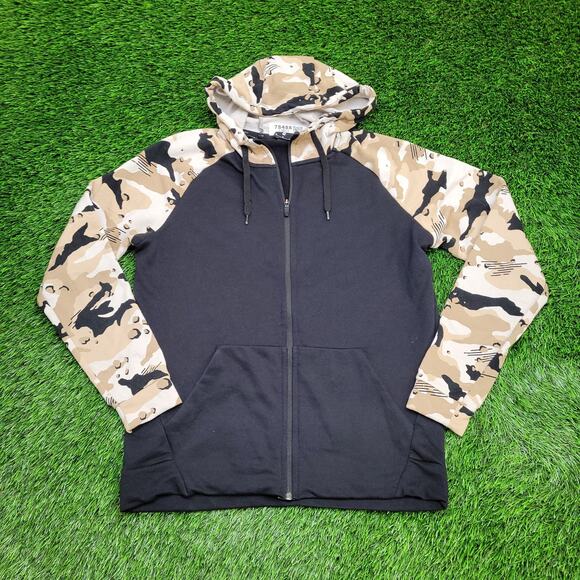 NIKE Dri-Fit Camo Zip Hoodie Jacket Medium 21x26 Raglan Baggy Polyester - Picture 1 of 10